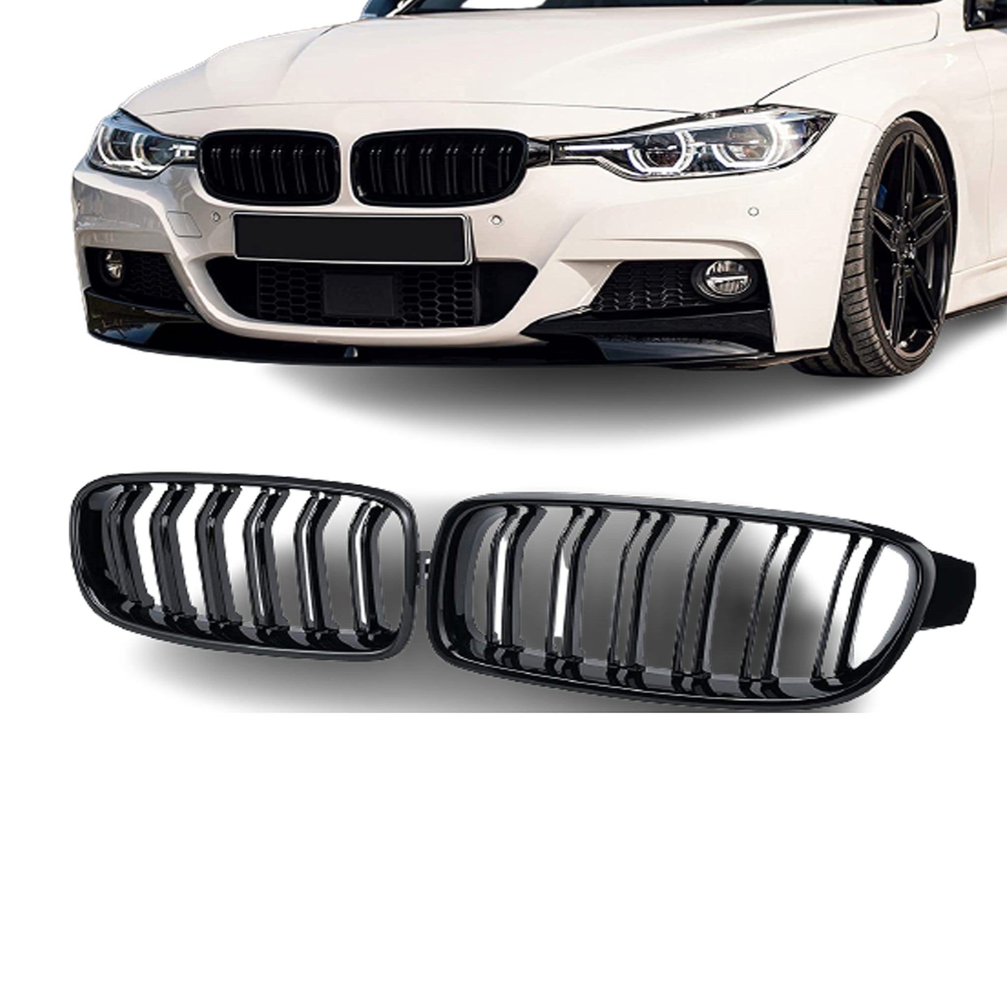 BMW 3 Series F30 Saloon Gloss Black Front Car Grilles | Auto Kits